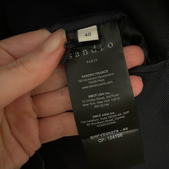 Mens SANDRO Classic Navy Wool Suit Jacket sz EU48 - Picture 15 of 16